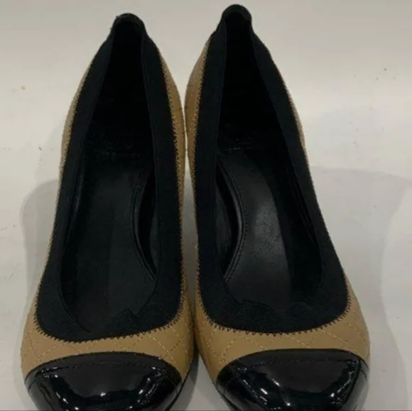TORY BURCH BROWN/BLK 2.5" HEELS - Picture 7 of 7